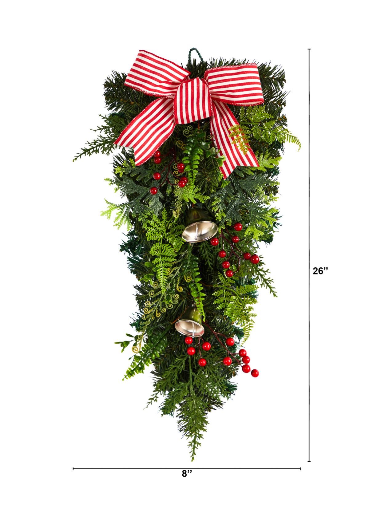 26 Inch Holiday Christmas Bells and Bow Artificial Swag