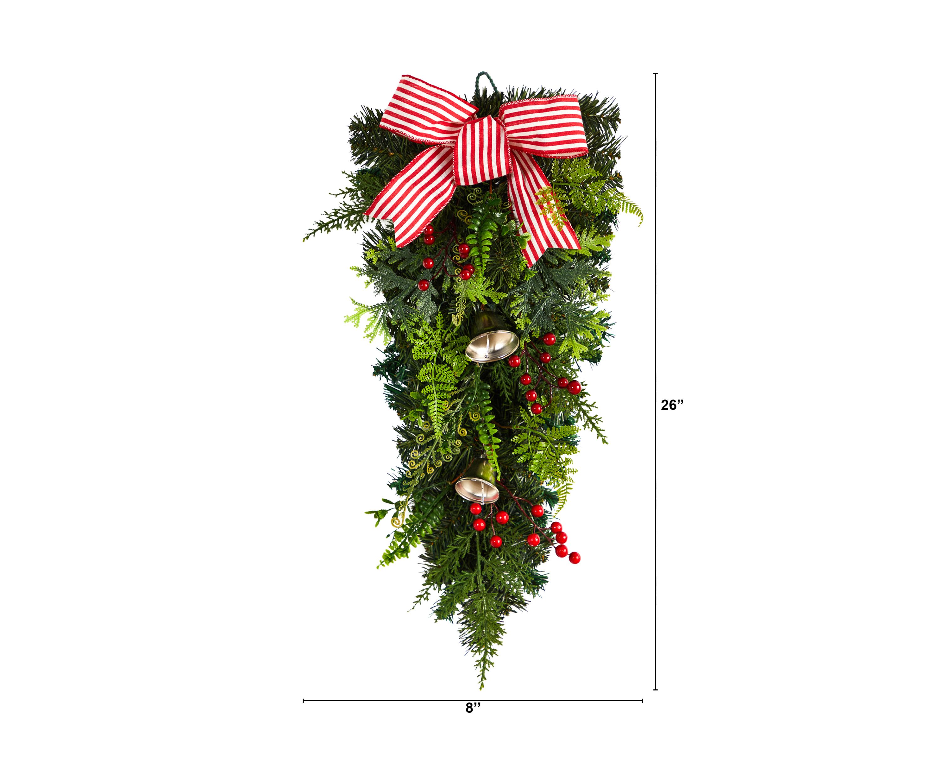 26 Inch Holiday Christmas Bells and Bow Artificial Swag