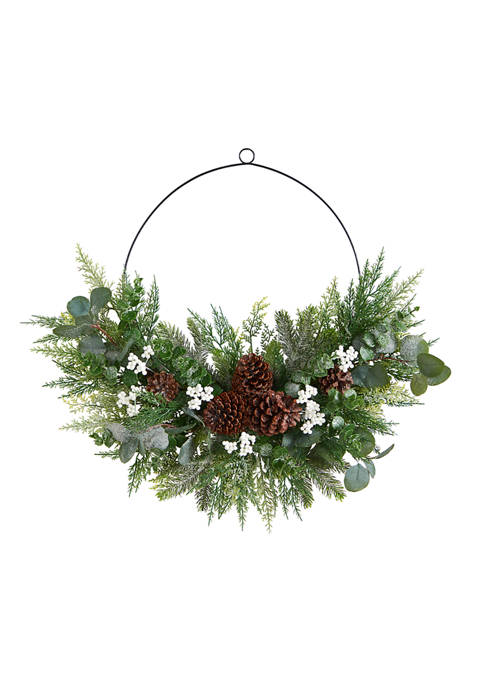 Nearly Natural 28 Inch Christmas Pine, Eucalyptus, and