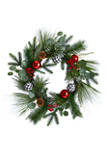 24 Inch Berry and Pinecone Artificial Christmas Wreath with Ornaments