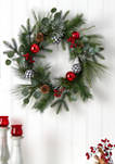 24 Inch Berry and Pinecone Artificial Christmas Wreath with Ornaments