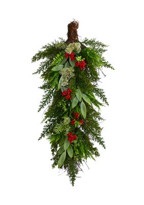 Nearly Natural 30 Inch Cedar and Berry Artificial Christmas Swag, Green