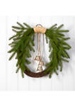 24 Inch Holiday Christmas Pine and Hanging Bells Wreath