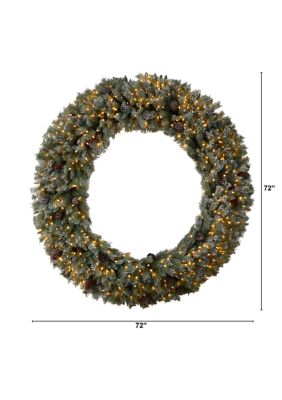 Foot Giant Flocked Artificial Christmas Wreath with Pinecones