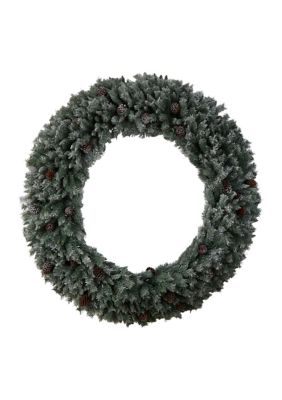 Foot Giant Flocked Artificial Christmas Wreath with Pinecones