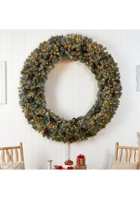 Foot Giant Flocked Artificial Christmas Wreath with Pinecones