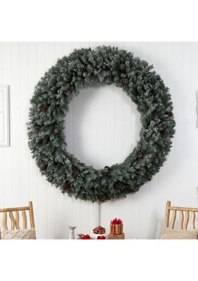 Foot Giant Flocked Artificial Christmas Wreath with Pinecones