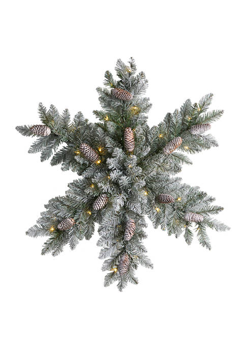 Nearly Natural 30 Inch Pre-Lit Flocked Snowflake Artificial