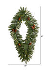 3 Foot Holiday Christmas Geometric Diamond Wreath with Pinecones and 50 Warm White LED Lights