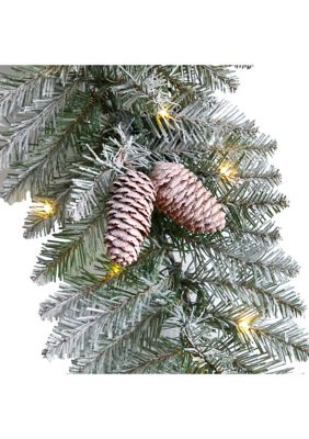 3 Foot Holiday Christmas Geometric Diamond Frosted Wreath with Pinecones and 50 Warm White LED Lights