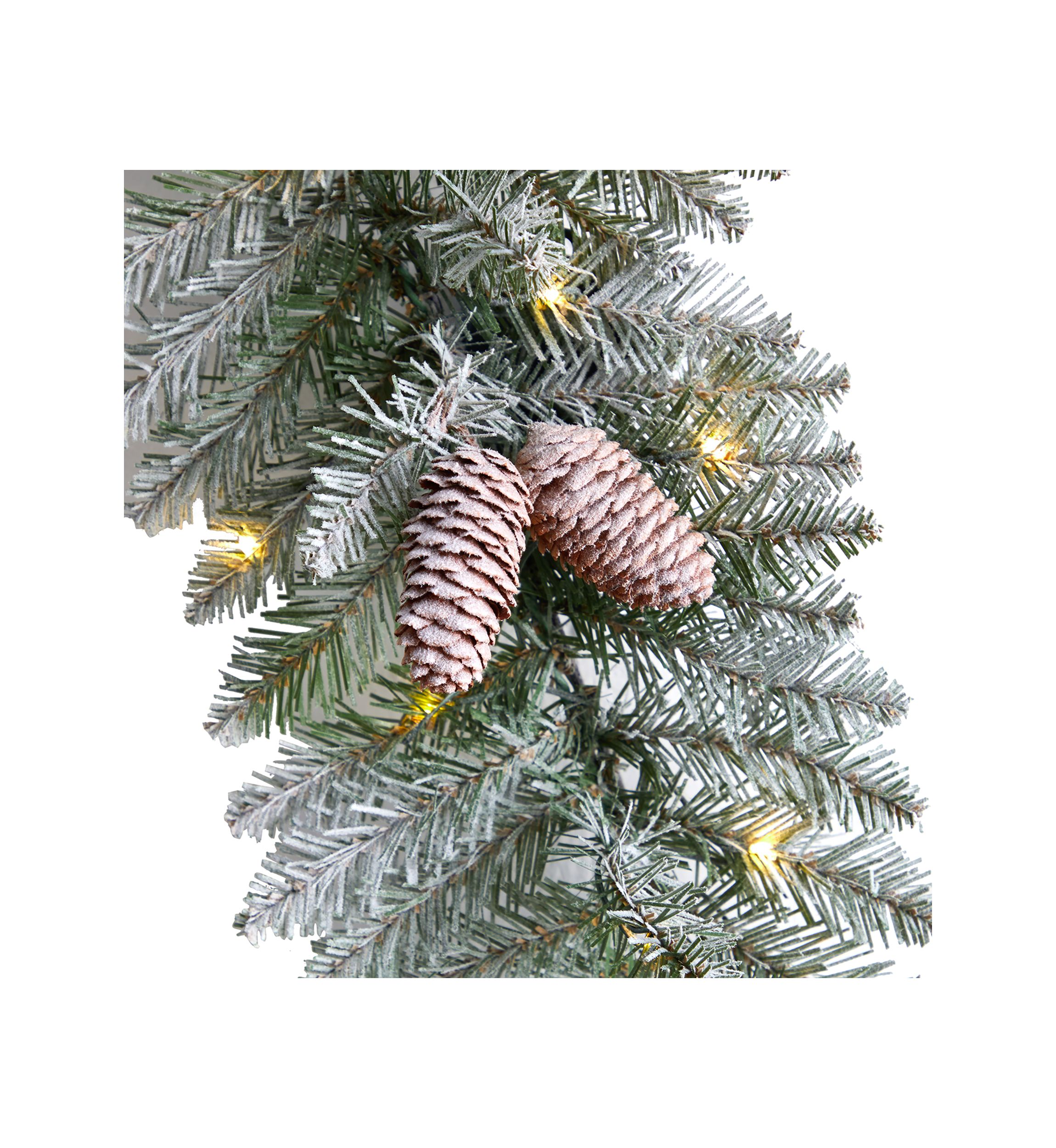 3 Foot Holiday Christmas Geometric Diamond Frosted Wreath with Pinecones and 50 Warm White LED Lights