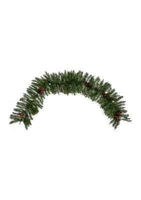 6ft. Mixed Alaskan Pines and Pinecones Artificial Christmas Garland 50 Warm White LED Lights