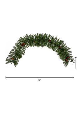 6ft. Mixed Alaskan Pines and Pinecones Artificial Christmas Garland 50 Warm White LED Lights