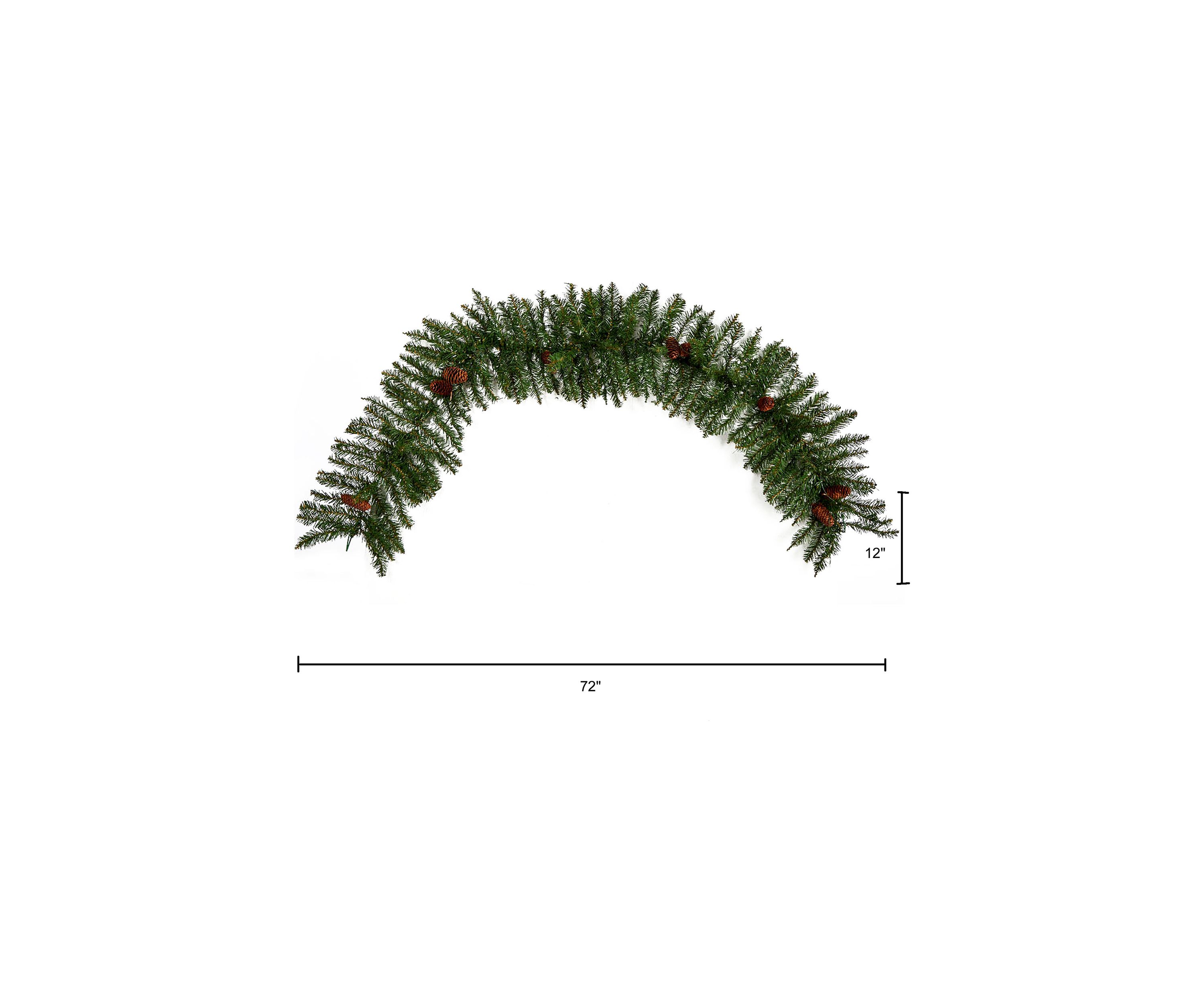 6ft. Mixed Alaskan Pines and Pinecones Artificial Christmas Garland 50 Warm White LED Lights