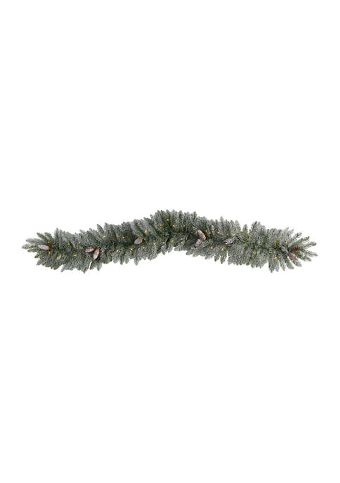 Nearly Natural 6 Foot Frosted Artificial Christmas Garland
