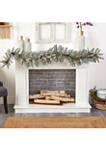 6 Foot Frosted Artificial Christmas Garland with Pinecones and 50 Warm White LED Lights