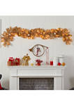 6 Foot Holiday Christmas Golden Garland with Ornaments and 50 Warm White Lights