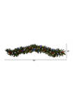 6 Foot Snow Tipped Extra Wide Artificial Christmas Garland with Pinecones, Berries, and 100 Multicolor LED Lights