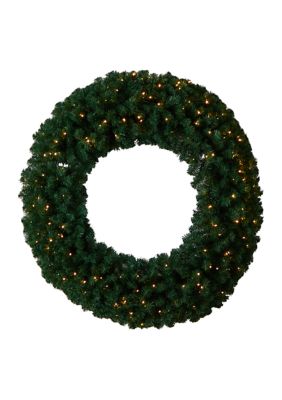 48 Inch Large Artificial Christmas Wreath with 714 Bendable Branches and 200 Warm White LED Lights
