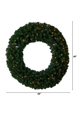 48 Inch Large Artificial Christmas Wreath with 714 Bendable Branches and 200 Warm White LED Lights