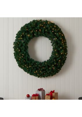 48 Inch Large Artificial Christmas Wreath with 714 Bendable Branches and 200 Warm White LED Lights