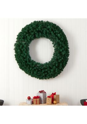 48 Inch Large Artificial Christmas Wreath with 714 Bendable Branches and 200 Warm White LED Lights