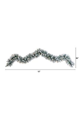 9 Foot Flocked Artificial Christmas Garland with 50 Warm White LED Lights