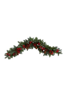 40" Pines, Red Berries, and Pinecones Artificial Christmas Garland