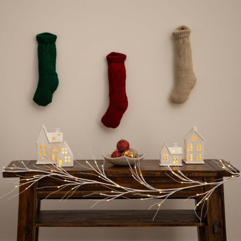 6ft. Pre-Lit Artificial White Birch Garland with 48 Warm White LED Lights