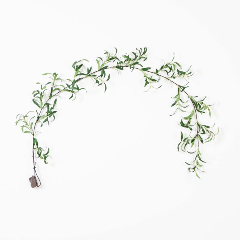 6.5ft. Lighted Artificial Olive Garland with 100 Warm White LED Lights
