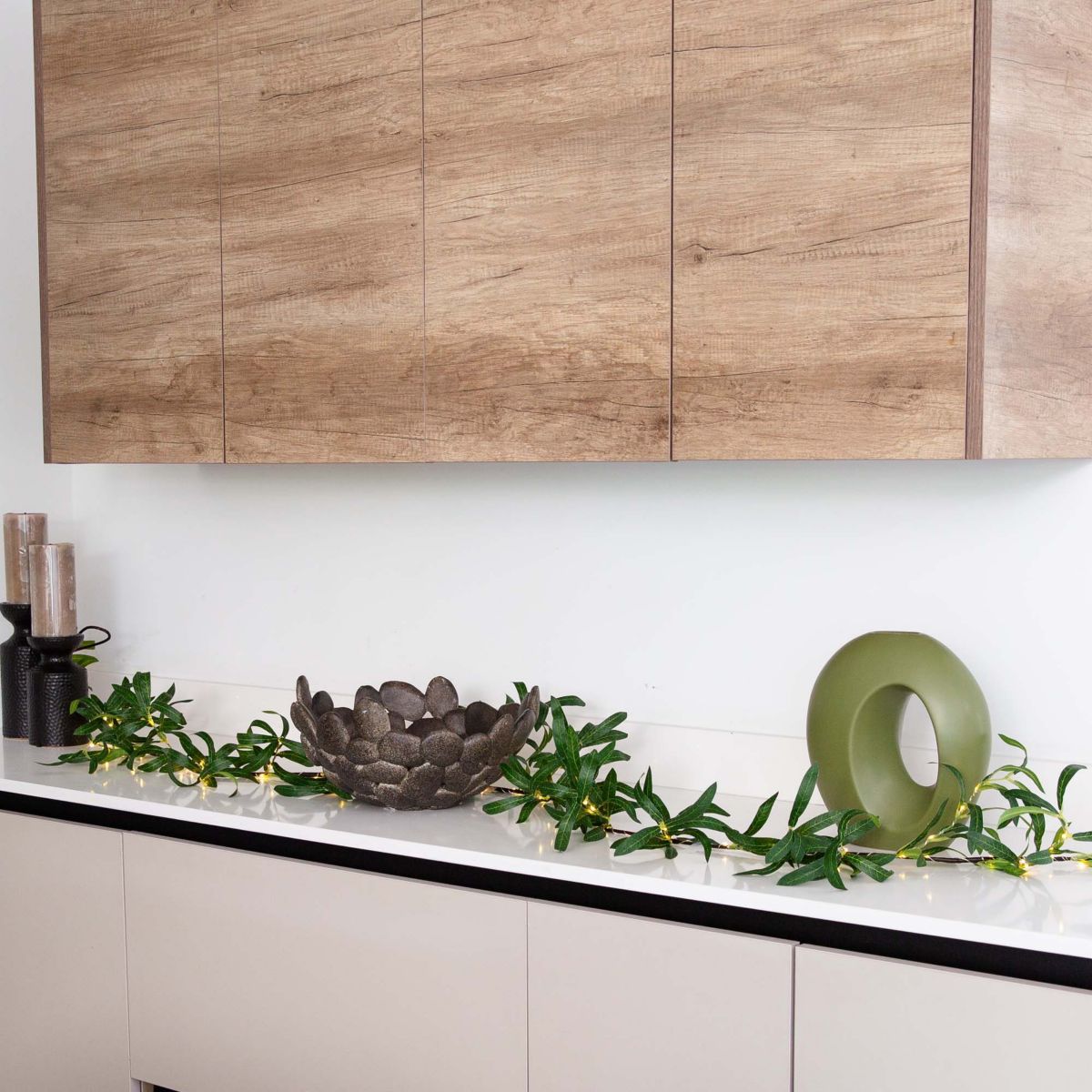 6.5ft. Lighted Artificial Olive Garland with 100 Warm White LED Lights