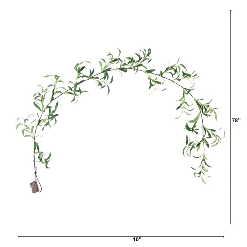 6.5ft. Lighted Artificial Olive Garland with 100 Warm White LED Lights