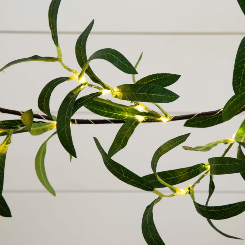 6.5ft. Lighted Artificial Olive Garland with 100 Warm White LED Lights