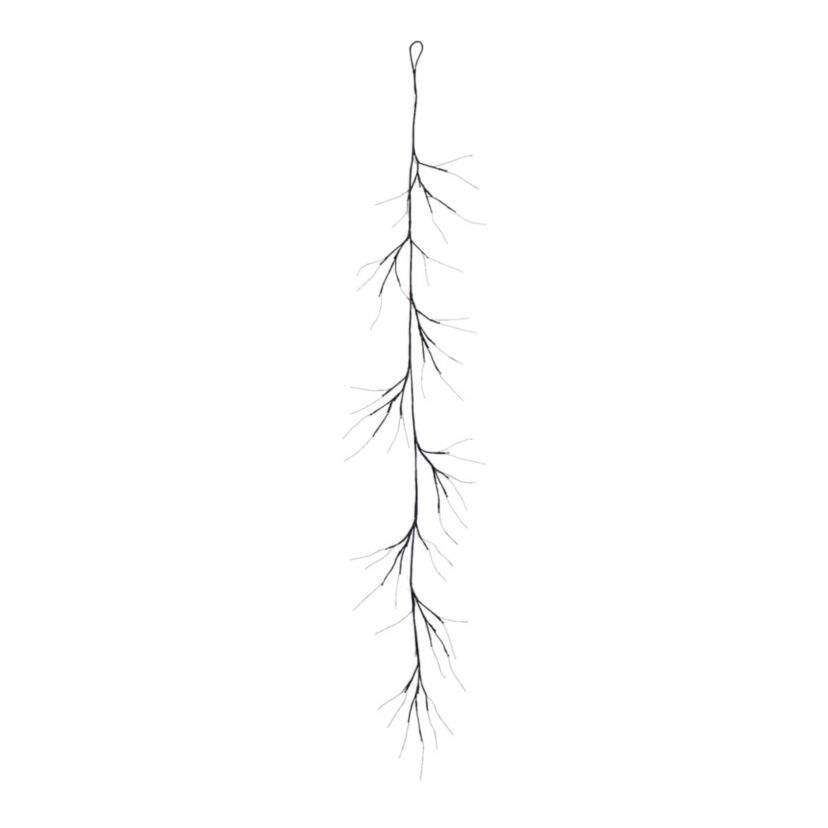 6.5-Foot Pre-Lit Artificial Halloween Black Twig Garland with 48 Purple LED Lights