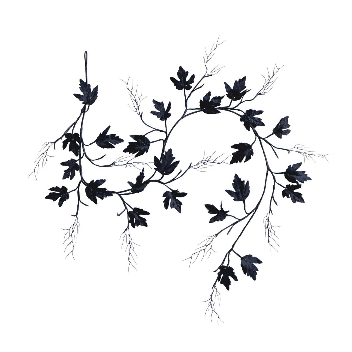 6.5-Foot Pre-Lit Artificial Halloween Black Maple Garland with 48 Orange & Purple LED Lights