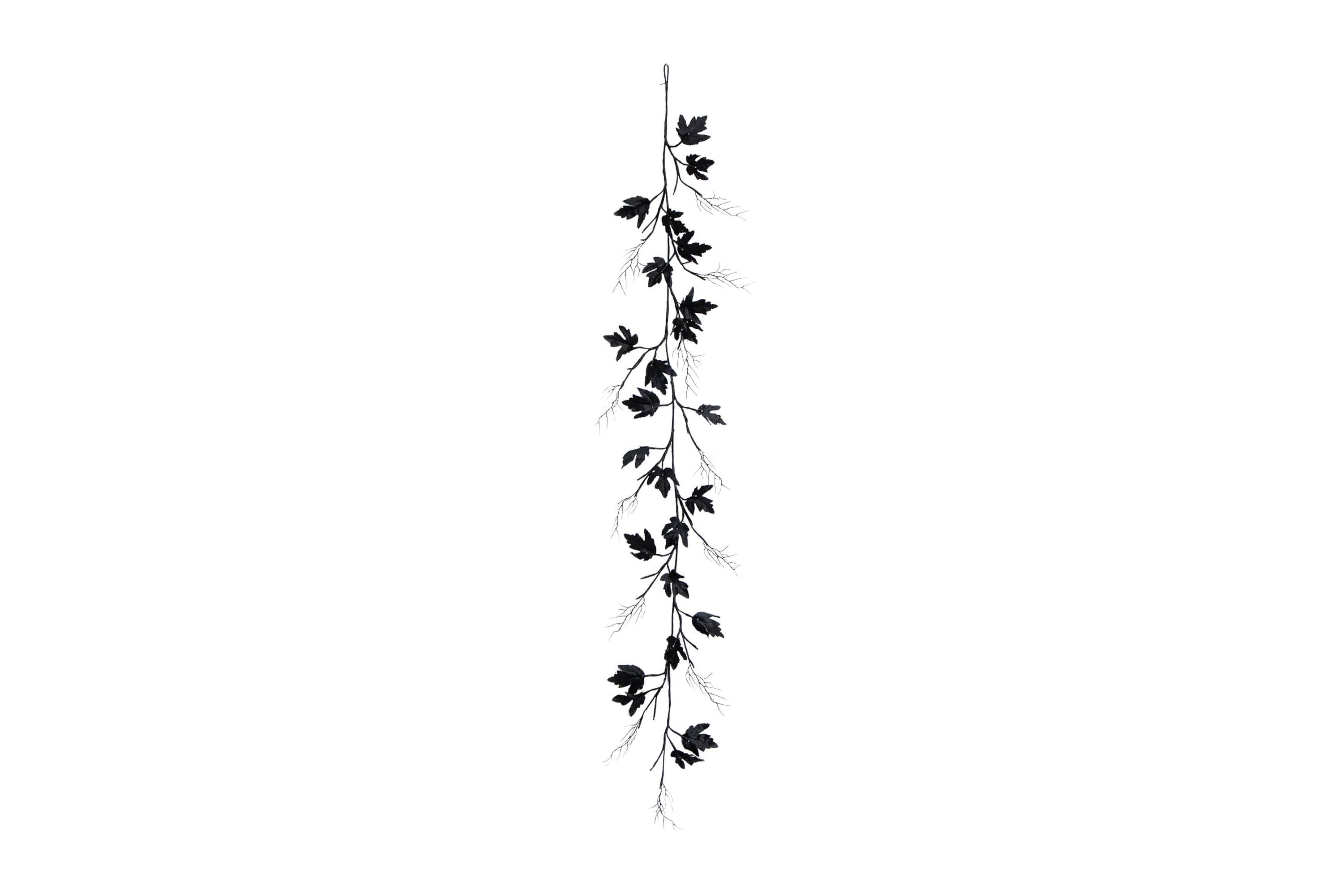 6.5-Foot Pre-Lit Artificial Halloween Black Maple Garland with 48 Orange & Purple LED Lights