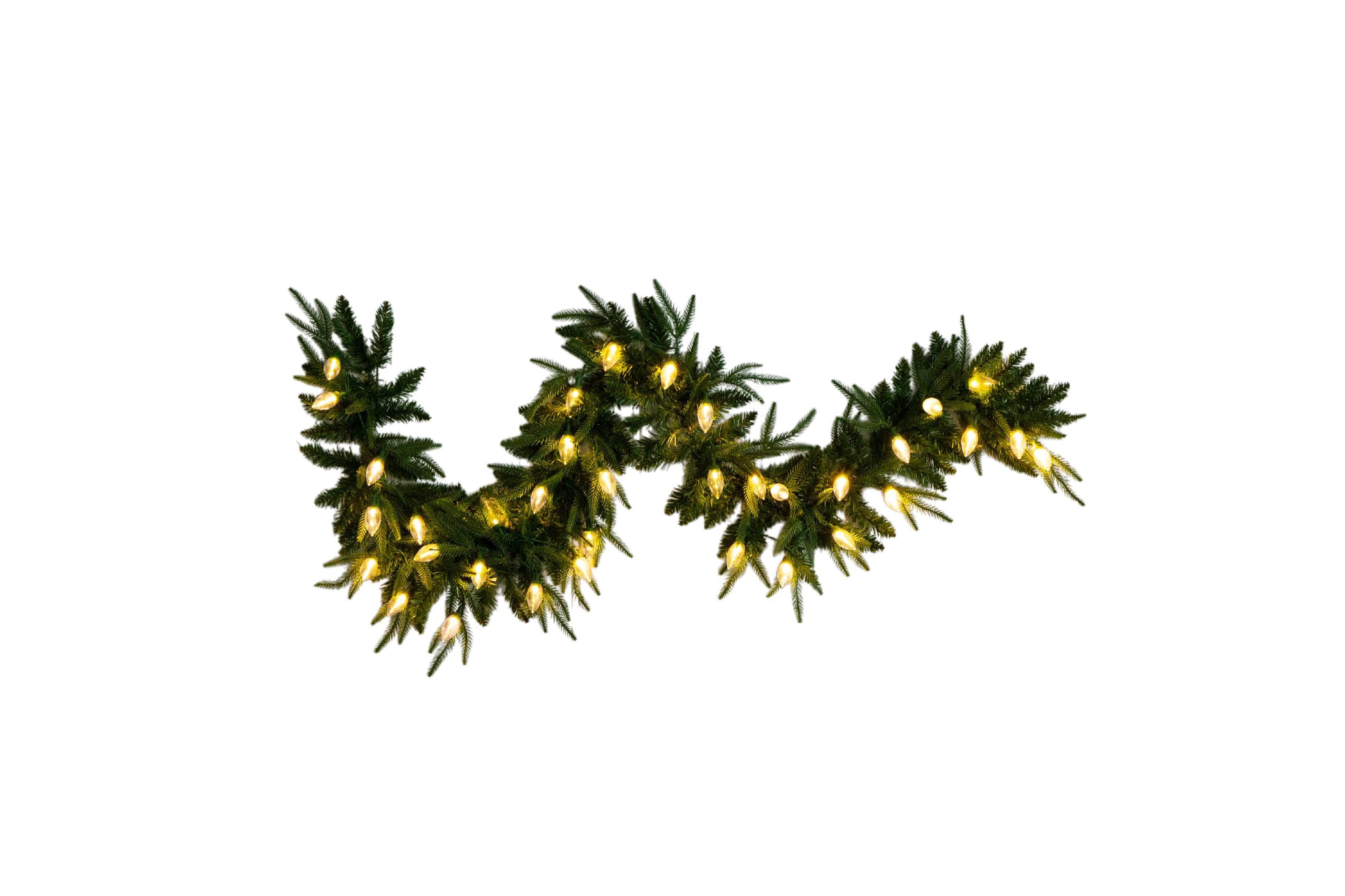 6-Foot Pre-Lit Artificial Luxembourg Pine Christmas Garland with 35 Multicolored Traditional Bulb LED Lights