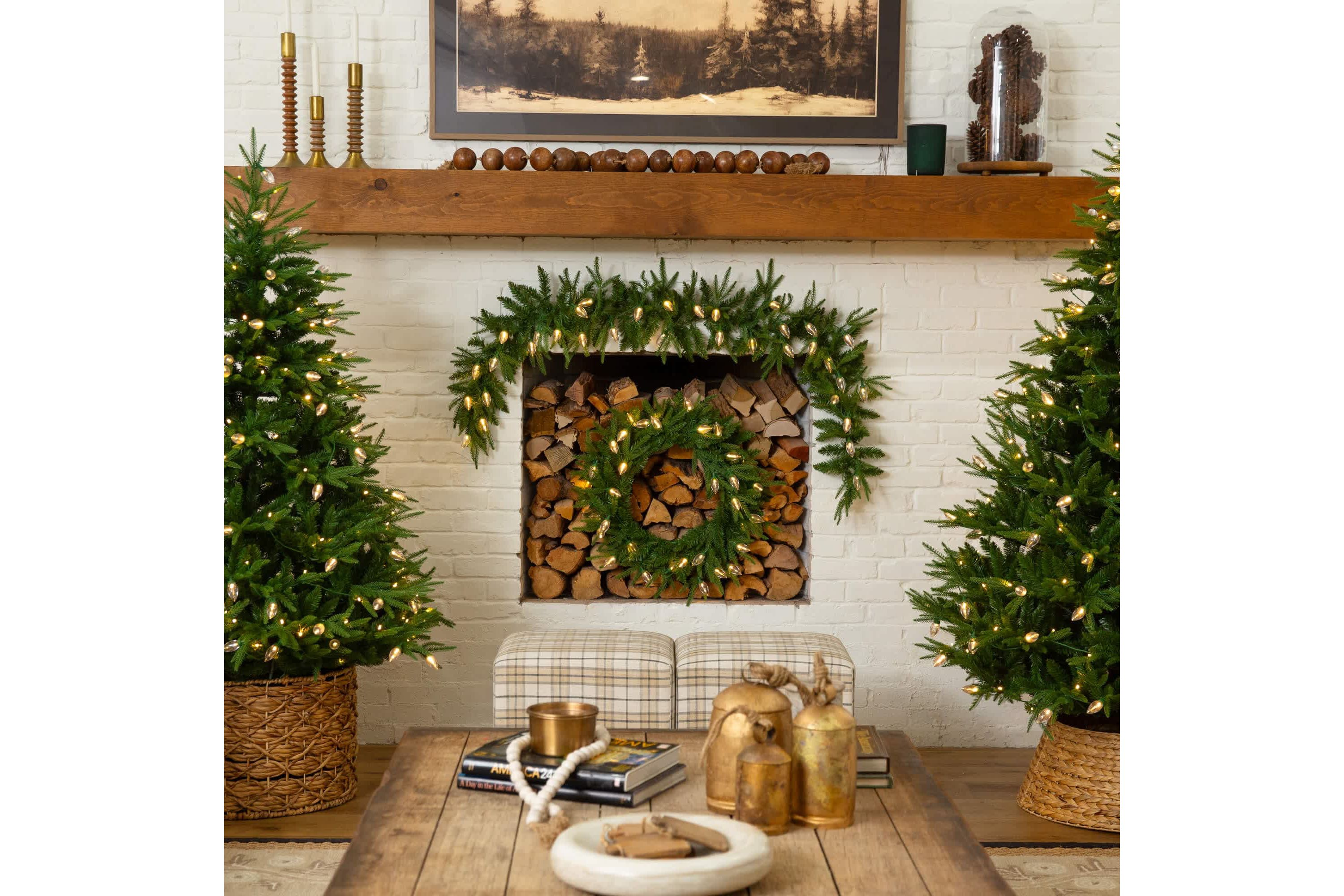 6-Foot Pre-Lit Artificial Luxembourg Pine Christmas Garland with 35 Multicolored Traditional Bulb LED Lights