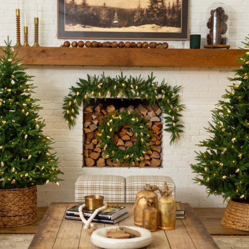6-Foot Pre-Lit Artificial Luxembourg Pine Christmas Garland with 35 Multicolored Traditional Bulb LED Lights