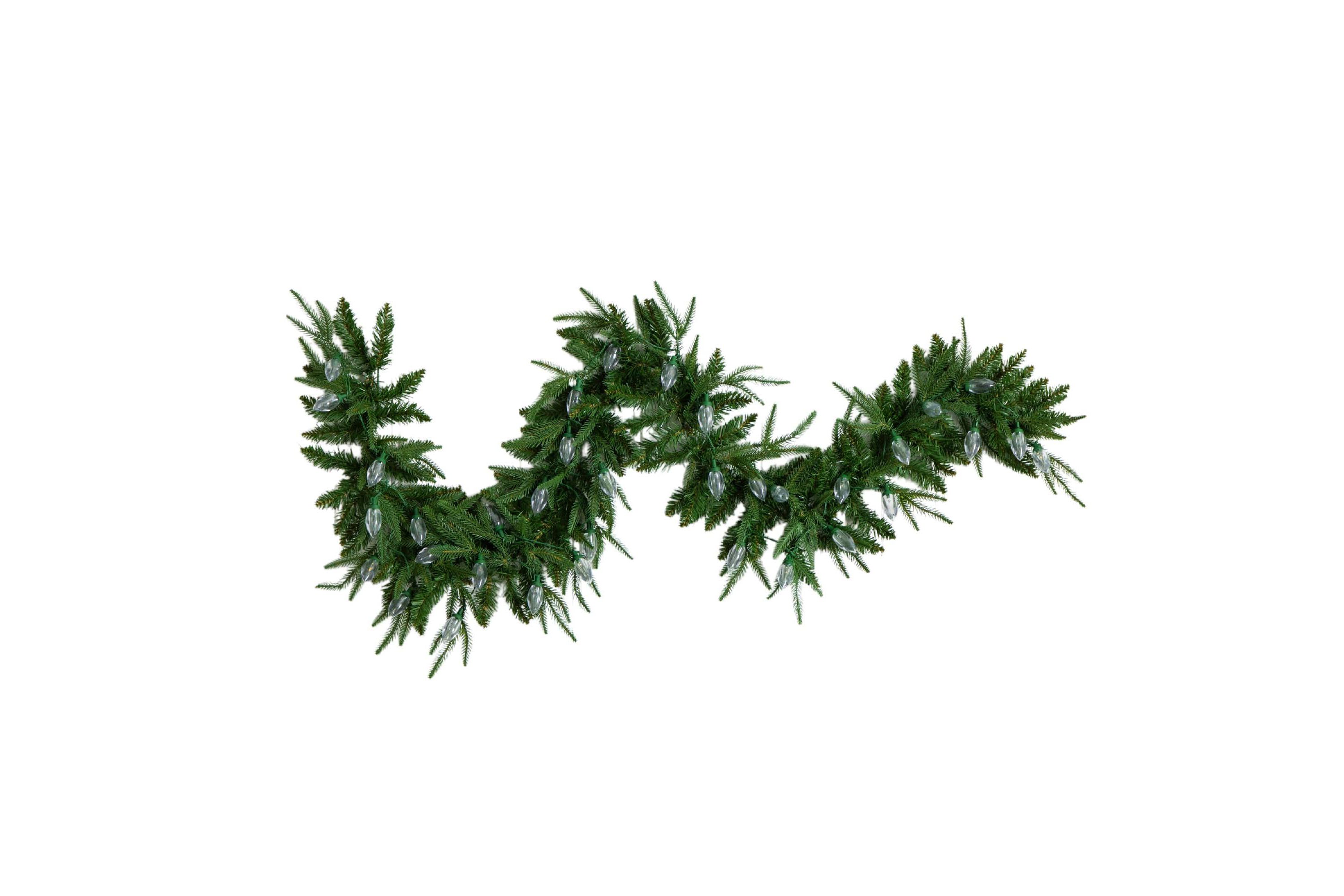 6-Foot Pre-Lit Artificial Luxembourg Pine Christmas Garland with 35 Multicolored Traditional Bulb LED Lights