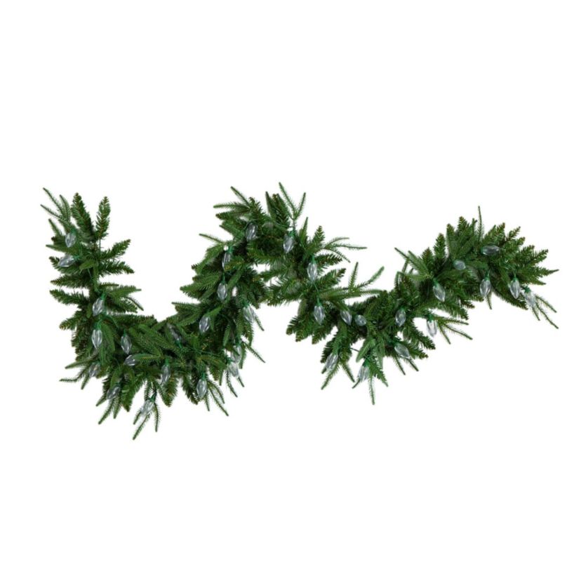 6-Foot Pre-Lit Artificial Luxembourg Pine Christmas Garland with 35 Multicolored Traditional Bulb LED Lights
