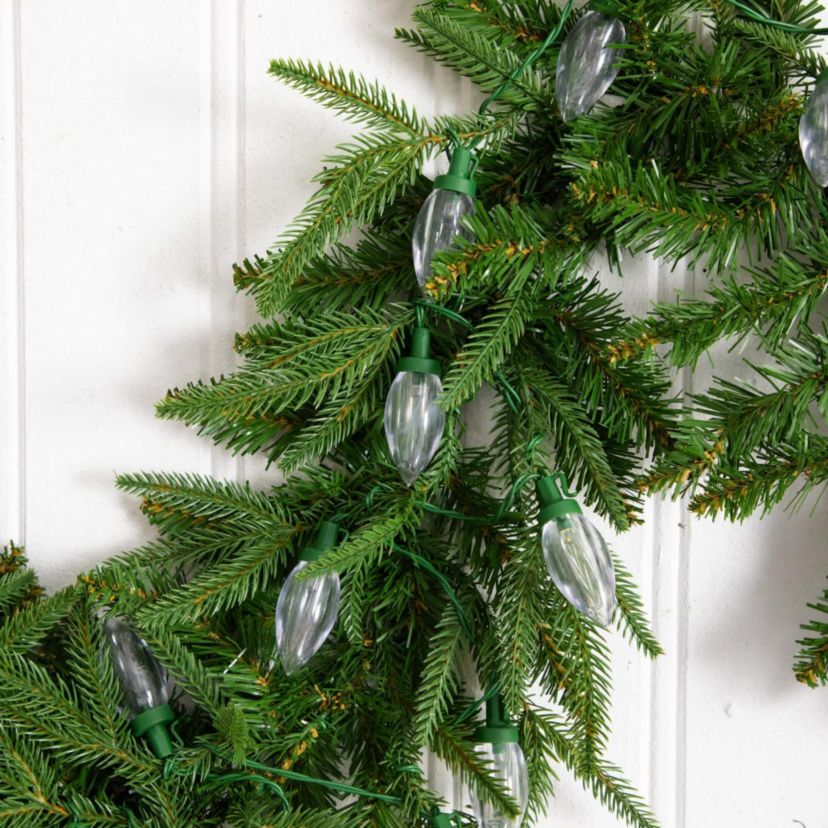 6-Foot Pre-Lit Artificial Luxembourg Pine Christmas Garland with 35 Multicolored Traditional Bulb LED Lights
