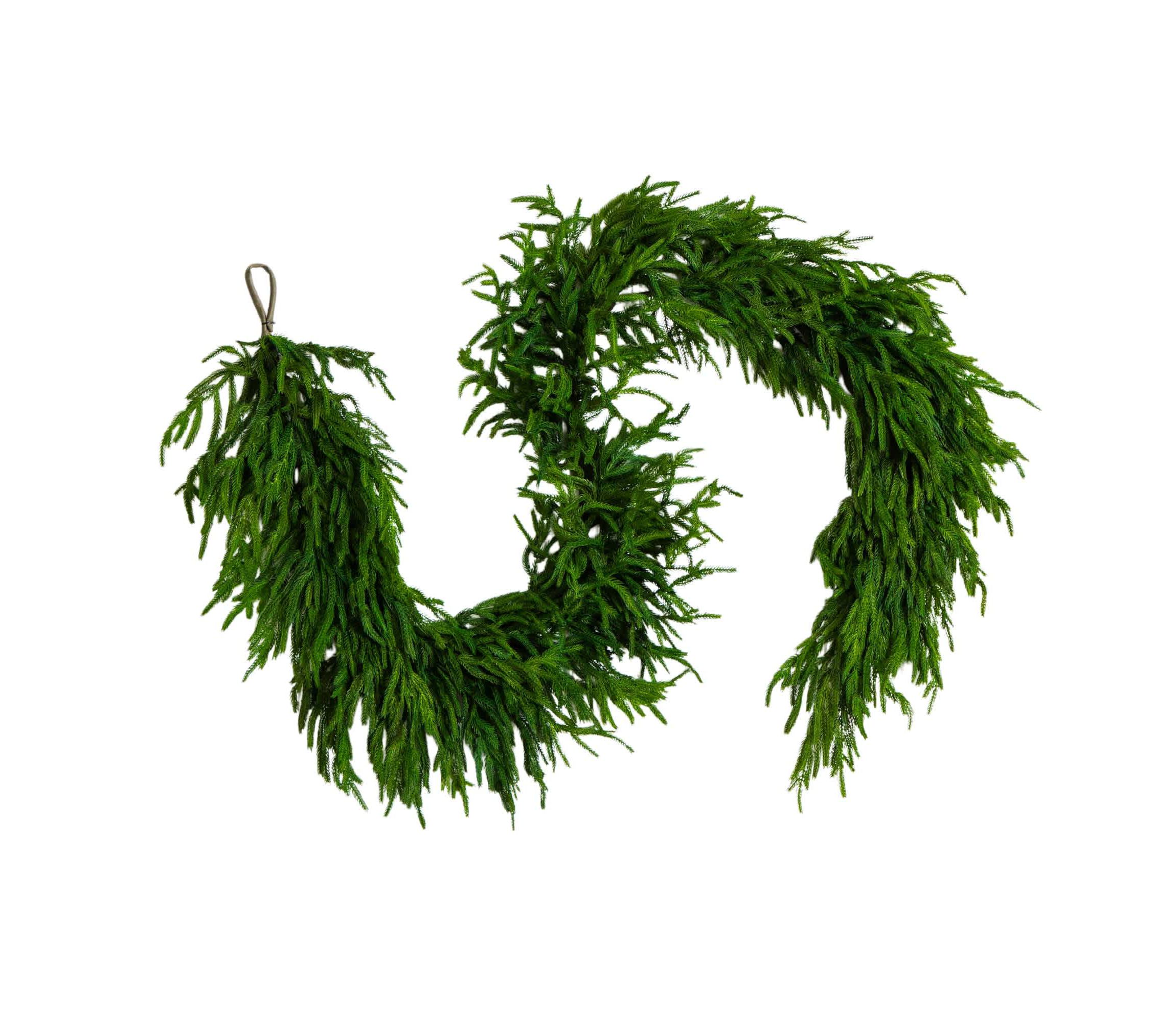 8-Foot Artificial Real Touch Norfolk Island Pine Garland with Natural Look