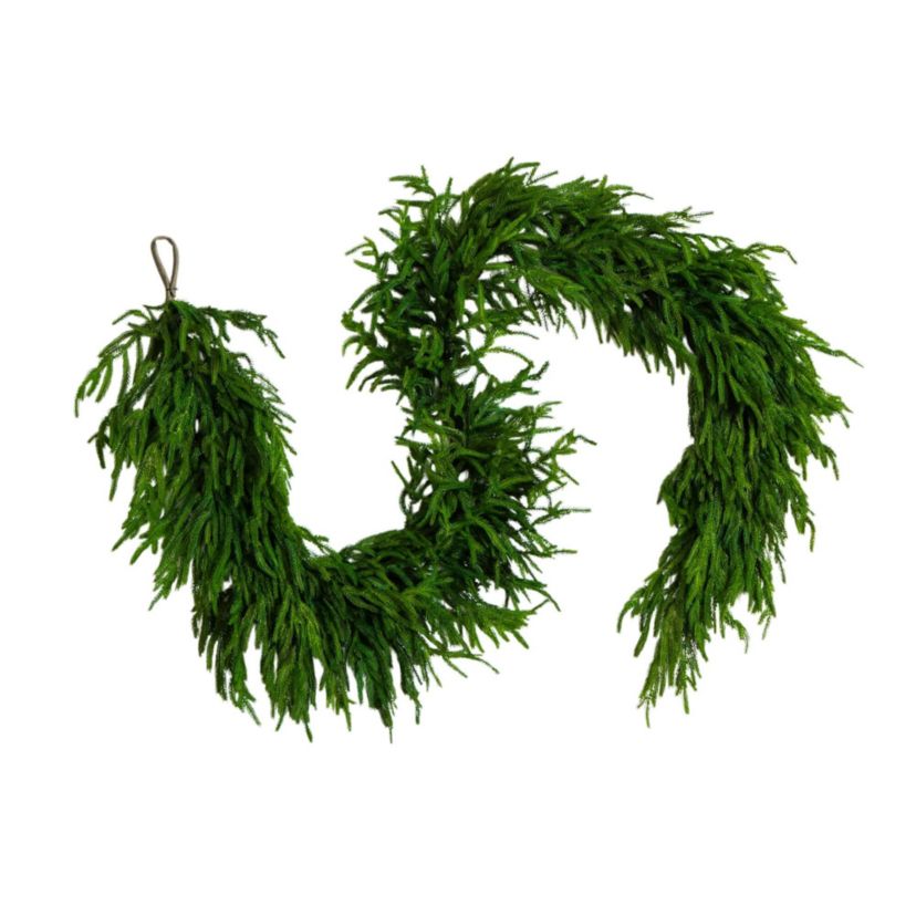 8-Foot Artificial Real Touch Norfolk Island Pine Garland with Natural Look