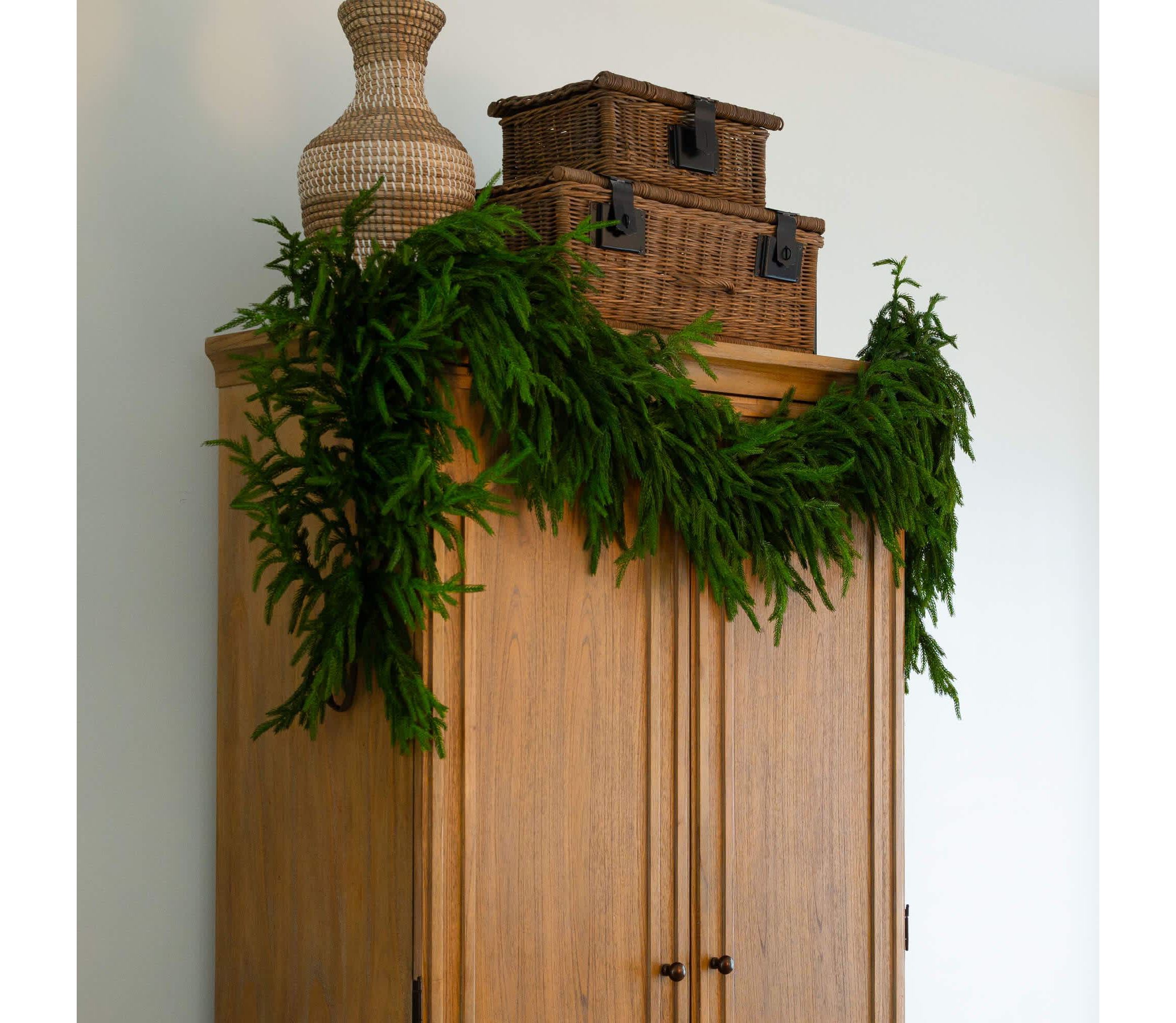 8-Foot Artificial Real Touch Norfolk Island Pine Garland with Natural Look