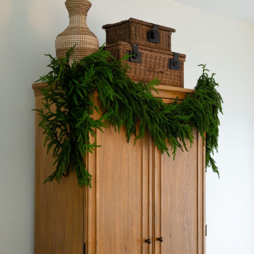 8-Foot Artificial Real Touch Norfolk Island Pine Garland with Natural Look
