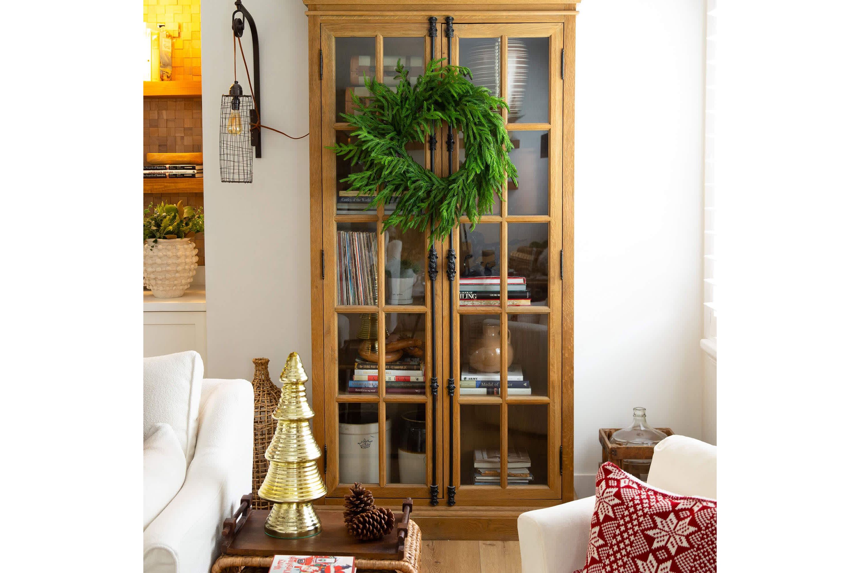 24-Inch Artificial Real Touch Norfolk Island Pine Wreath with Natural Look
