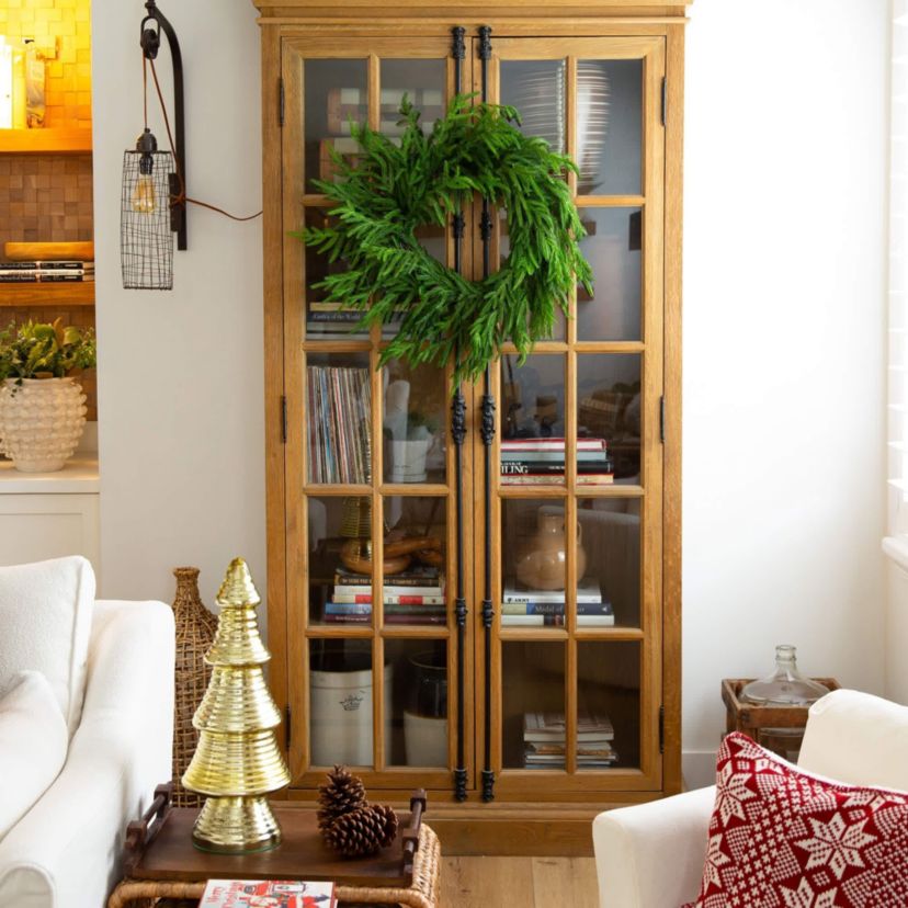 24-Inch Artificial Real Touch Norfolk Island Pine Wreath with Natural Look