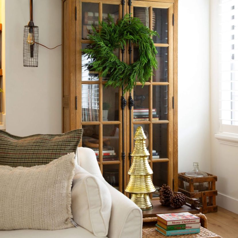 24-Inch Artificial Real Touch Norfolk Island Pine Wreath with Natural Look