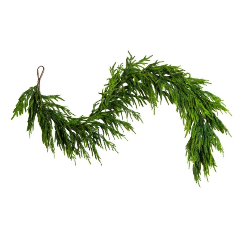 6-Foot Artificial Real Touch Norfolk Island Pine Garland with Natural Look